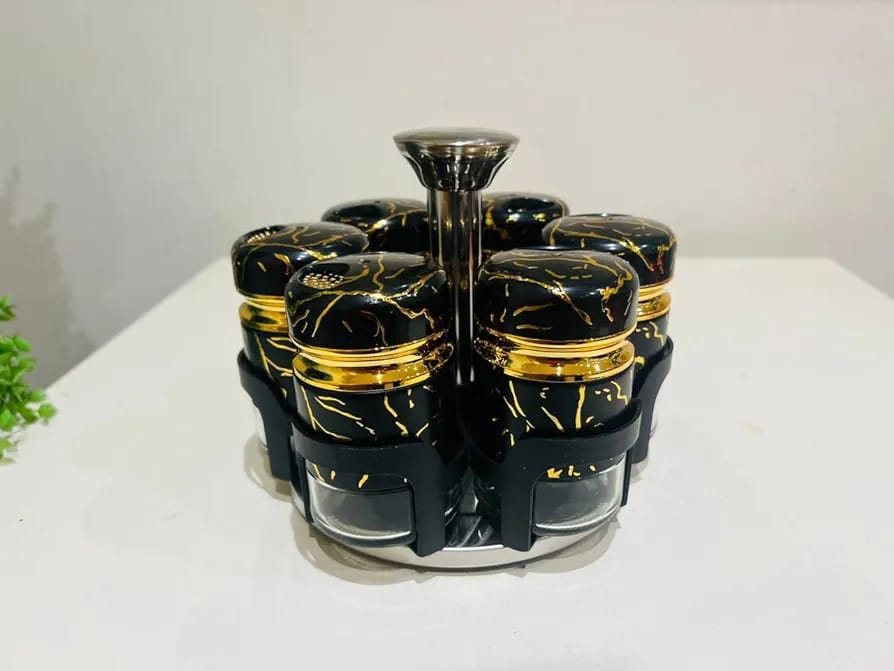 Marble rotating spice jars
