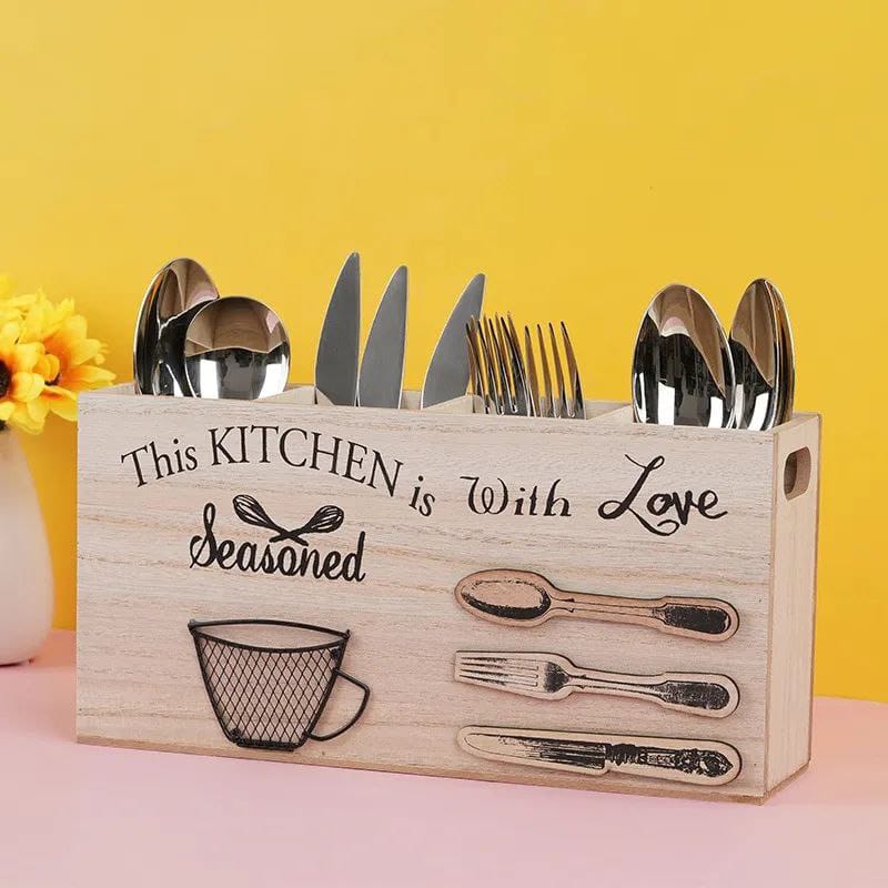 Wooden cutlery holder