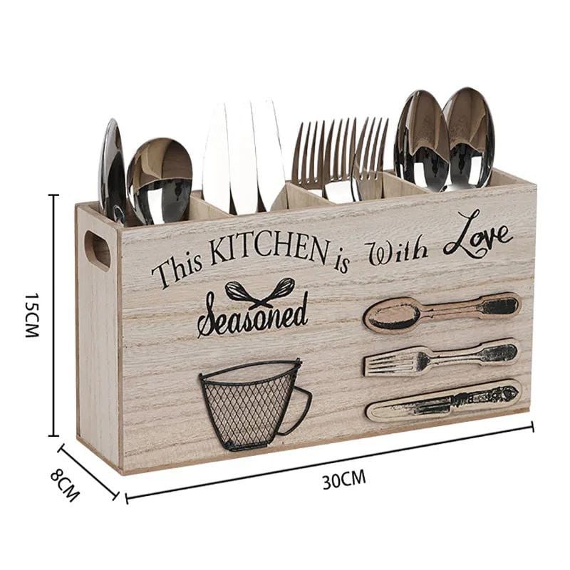 Wooden cutlery holder