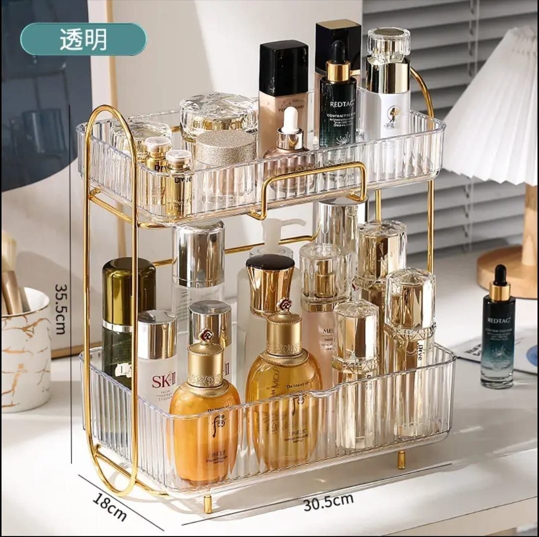 Double layer cosmetic organizer