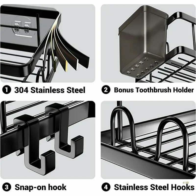 Shower caddy with toothbrush holder