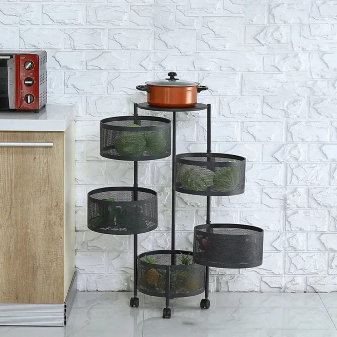 Round design rotating fruit vegetable rack