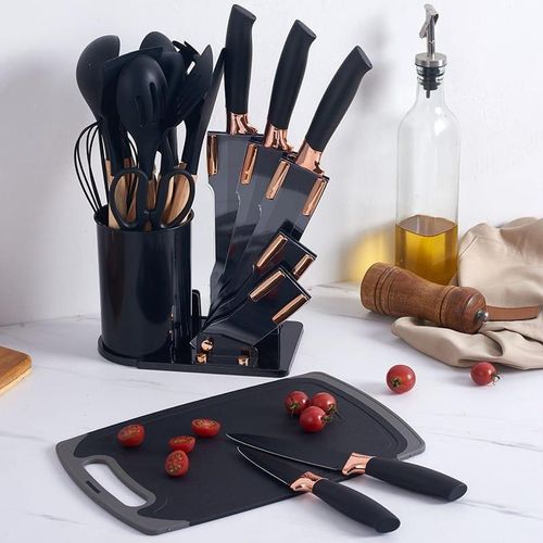 19pcs silicon spoon/knife set with chopping board