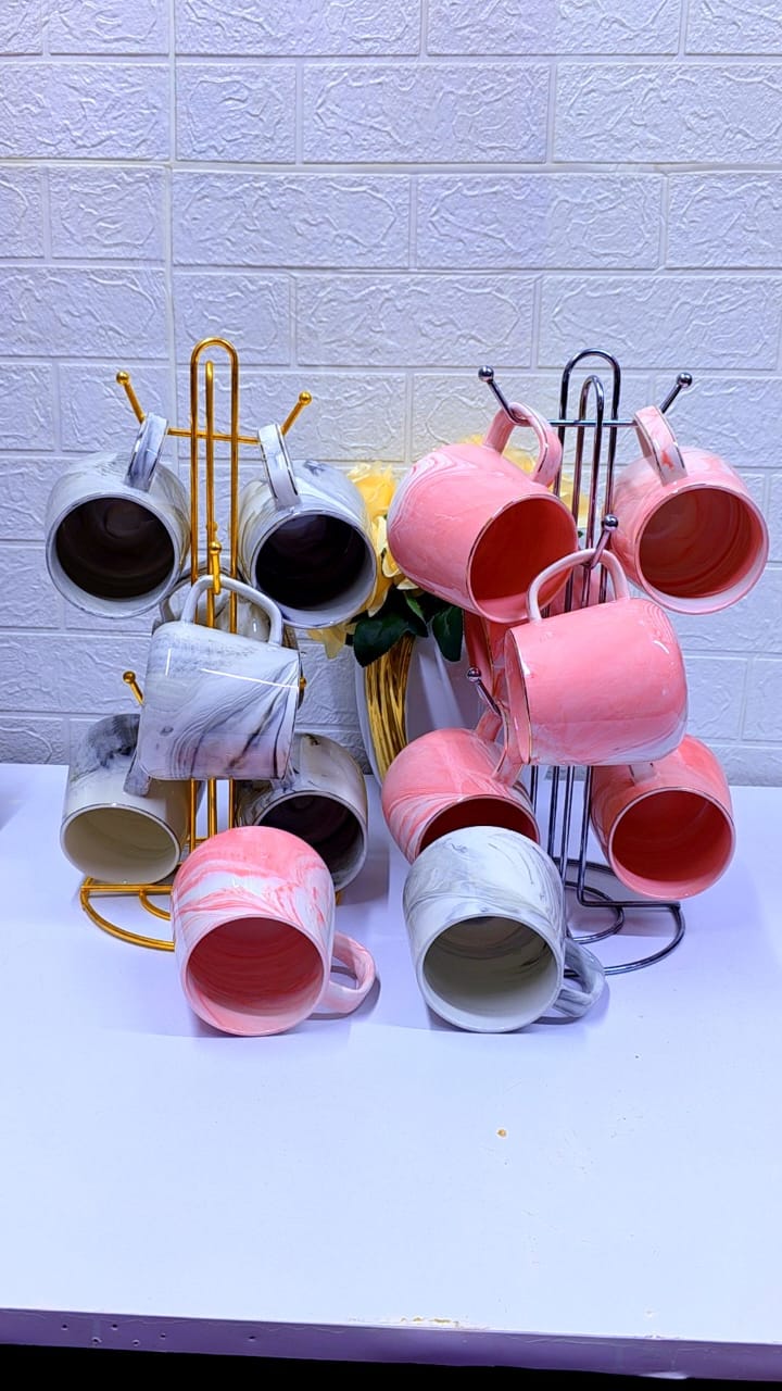 Marble mugs with a ring &without.