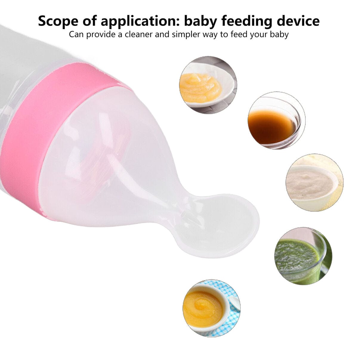Soft Silicone baby feeding bottle with spoon tip
