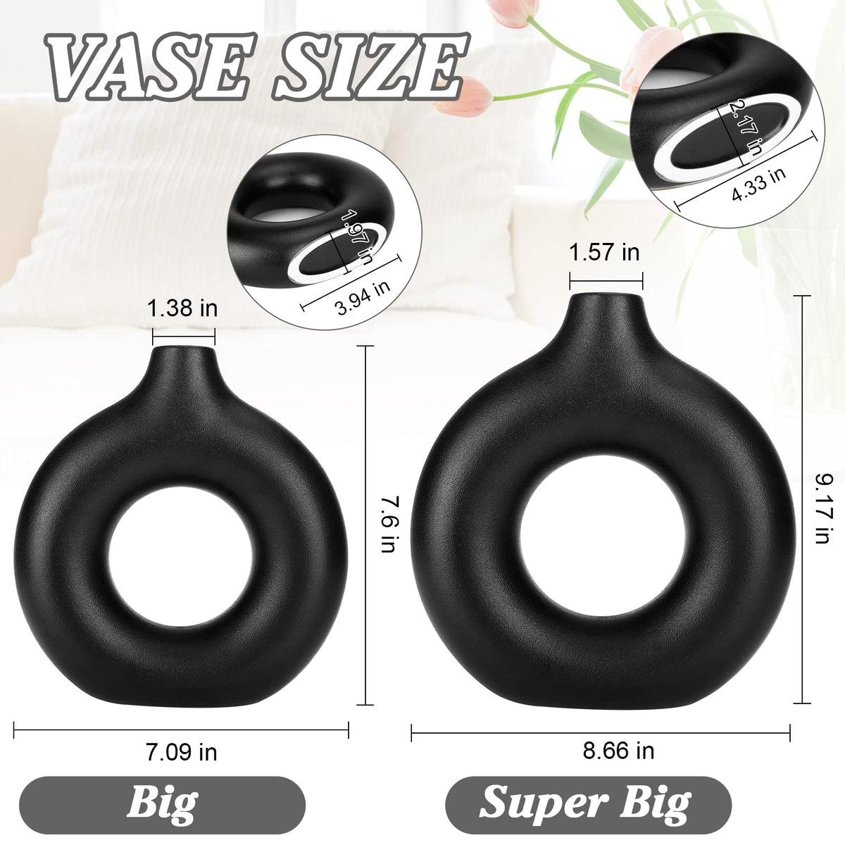 Porcelain ceramic 2in1 elegant decor Donut flower vases