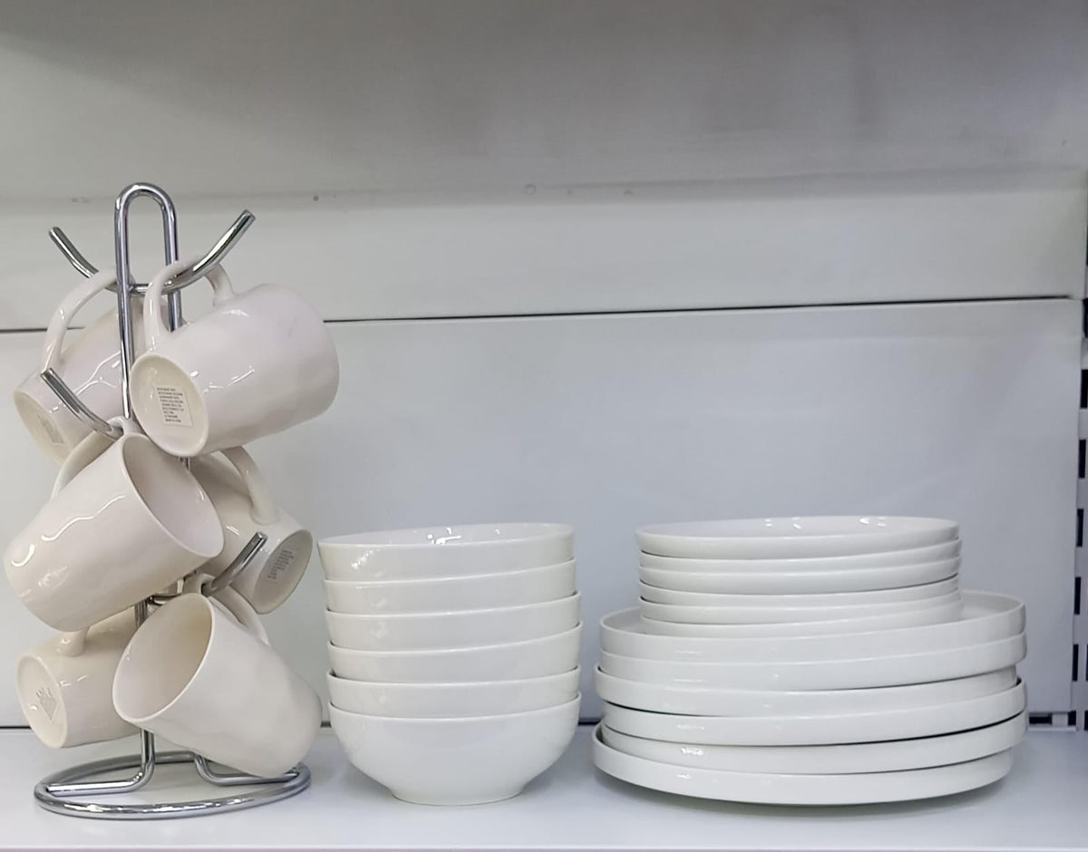 24pcs white themed dinner set