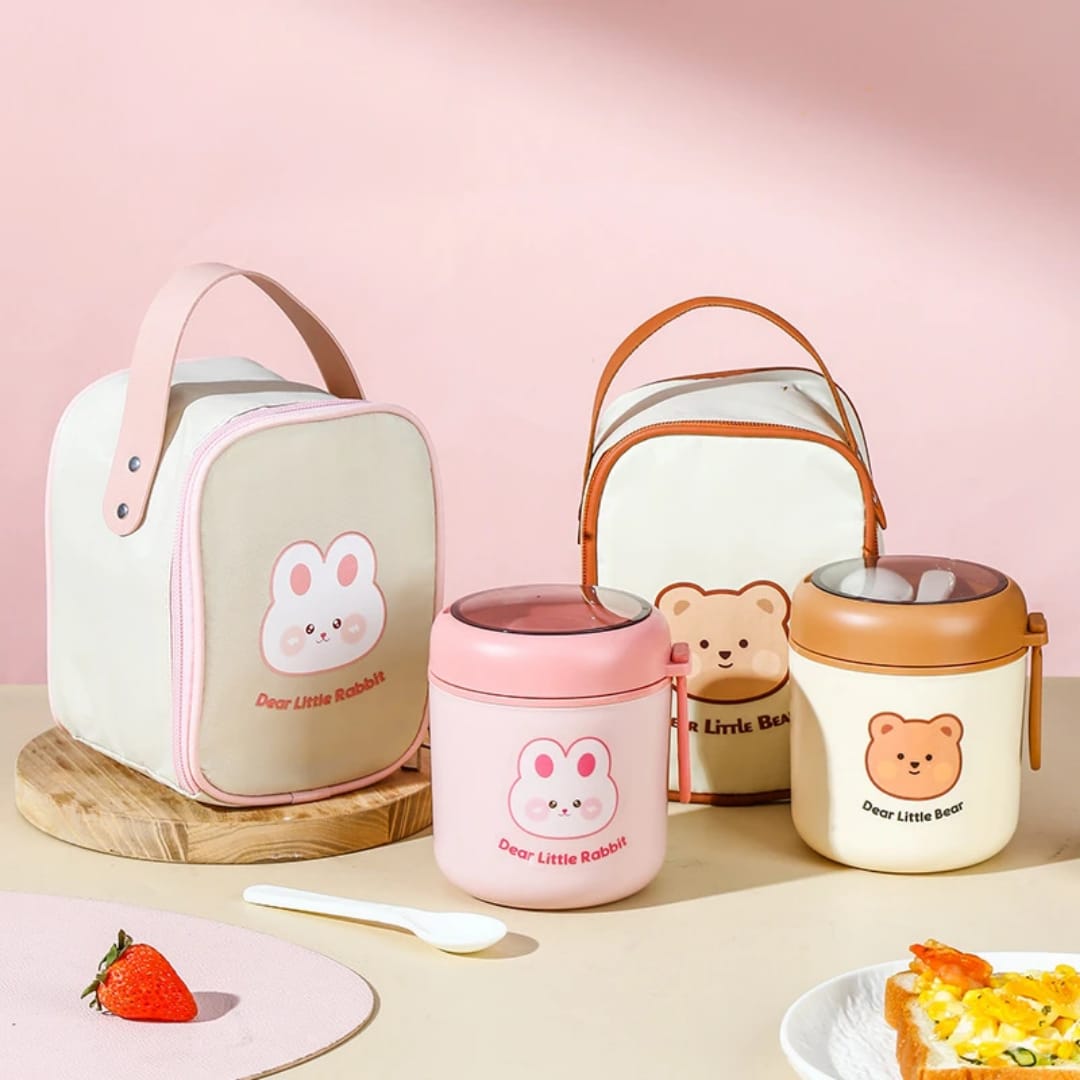 2 in 1 Food Flask Thermos With A Matching Insulated Lunch Bag