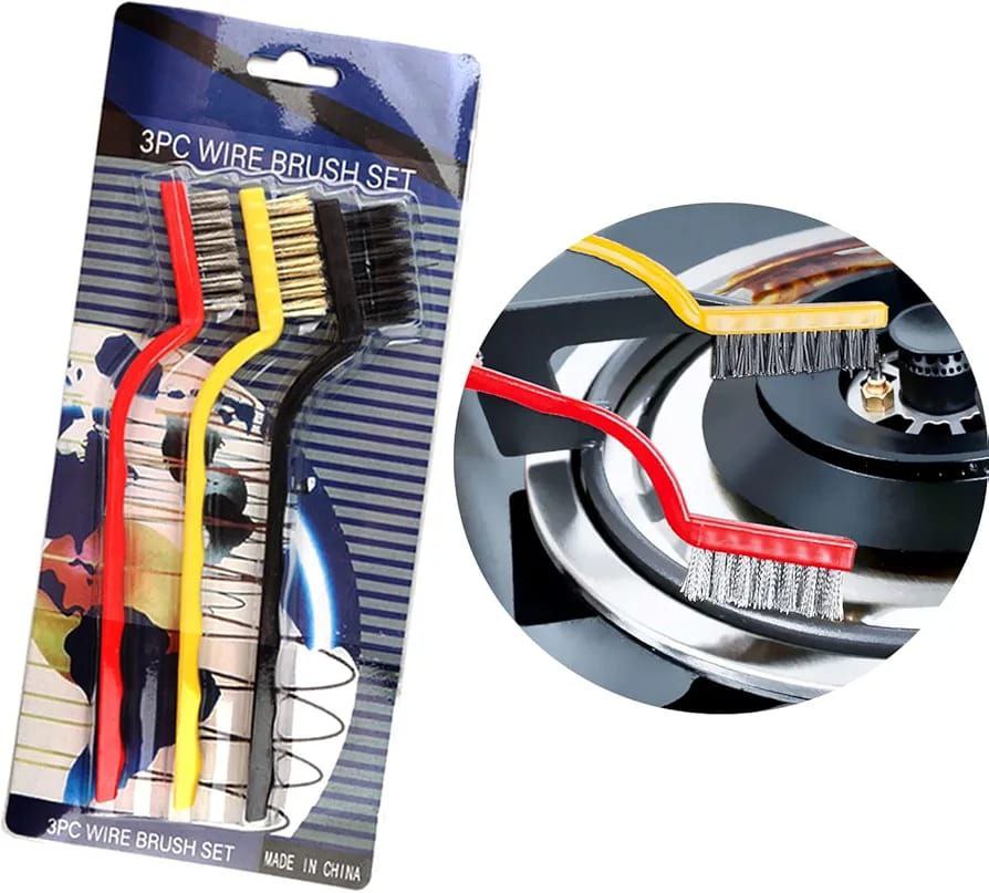 3pc Hard Bristle Crevice Cleaning brush