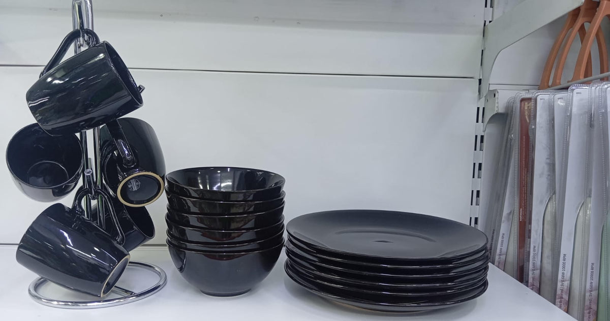 18pcs black themed dinner set