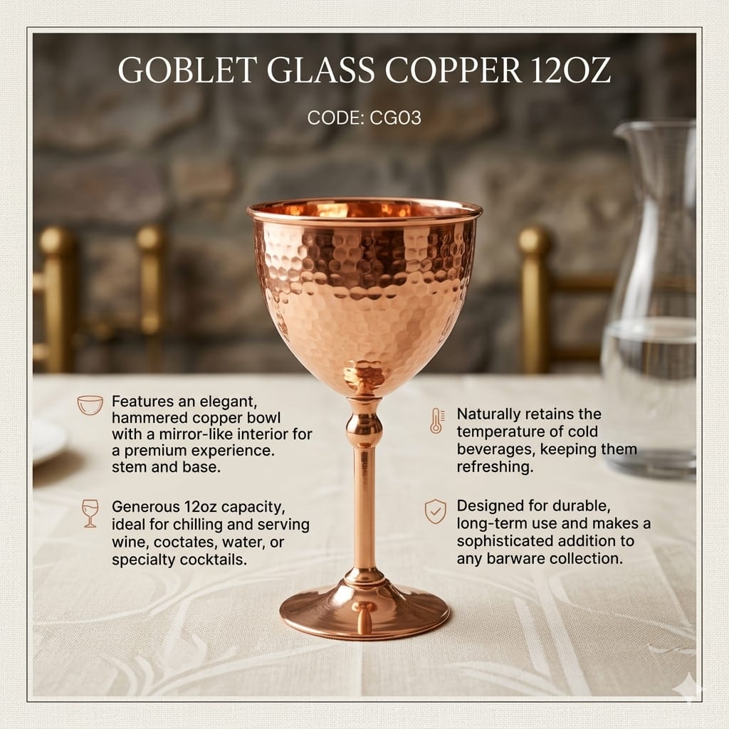 Copper + Brass Goblet Glass – 12oz