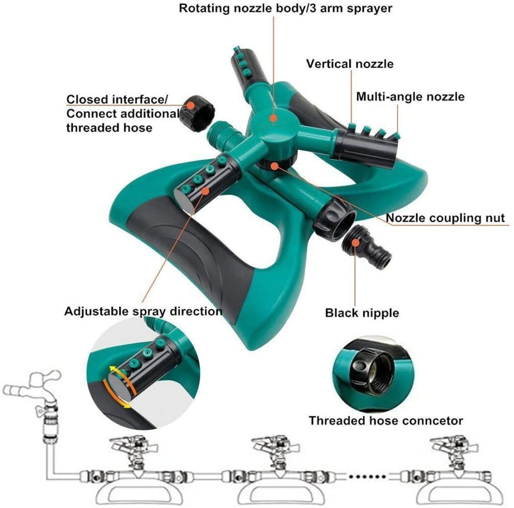 3 arm garden sprinkler