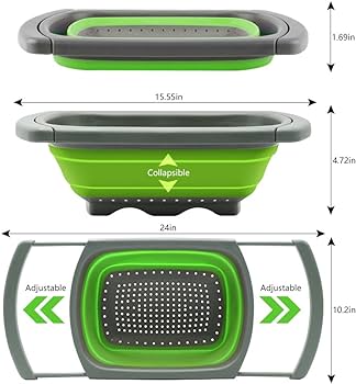 Big sized Rectangular expandable big handles collapsible colander drainer