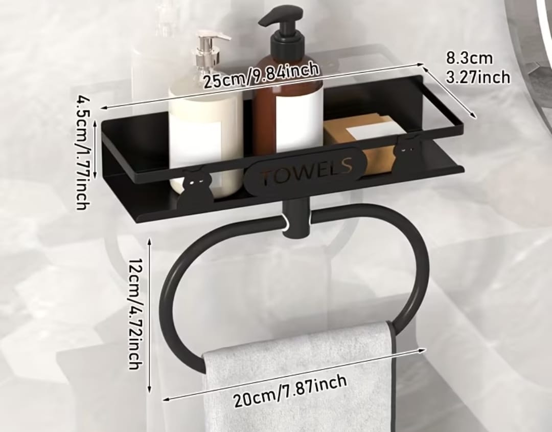 Bathroom Towel Rack with Storage Shelf