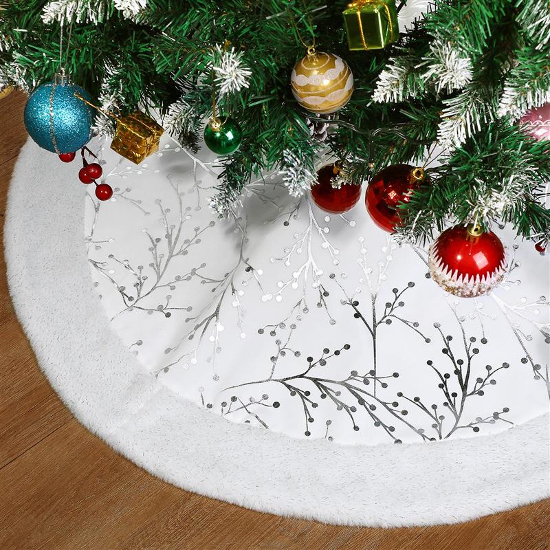 Christmas Tree Skirt White Plush Carpet Xmas Tree