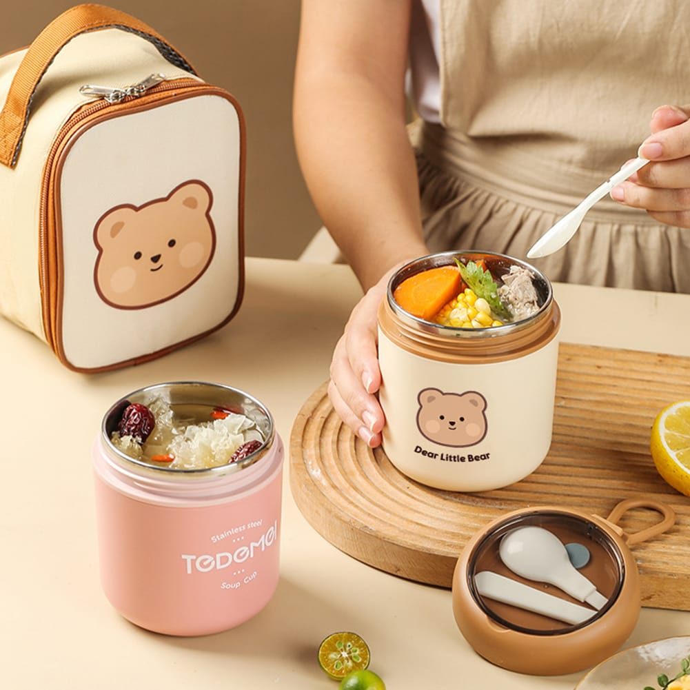 2 in 1 Food Flask Thermos With A Matching Insulated Lunch Bag