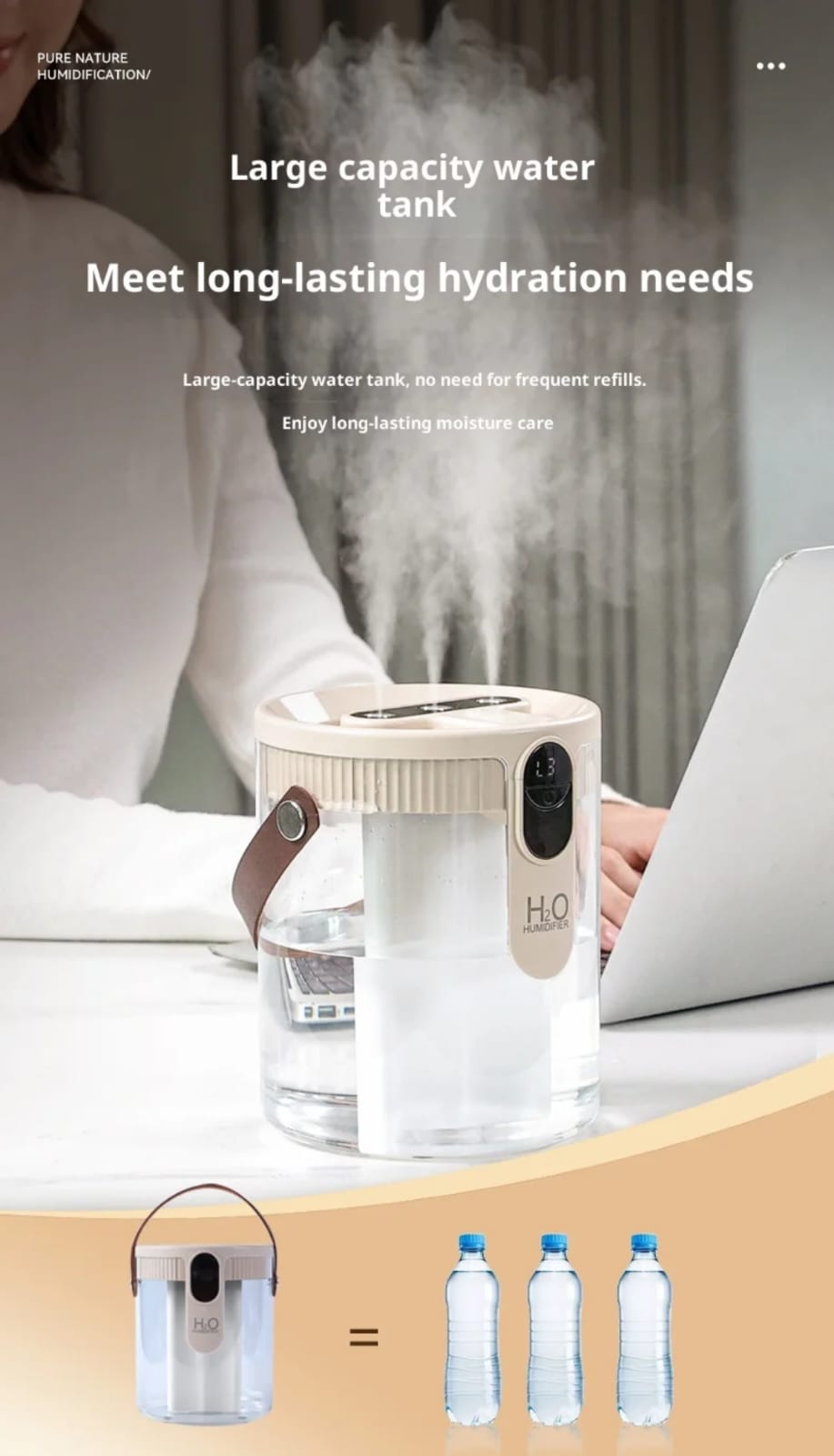 Portable Triple Misting Humidifier USB Large Capacity Humidifier Households