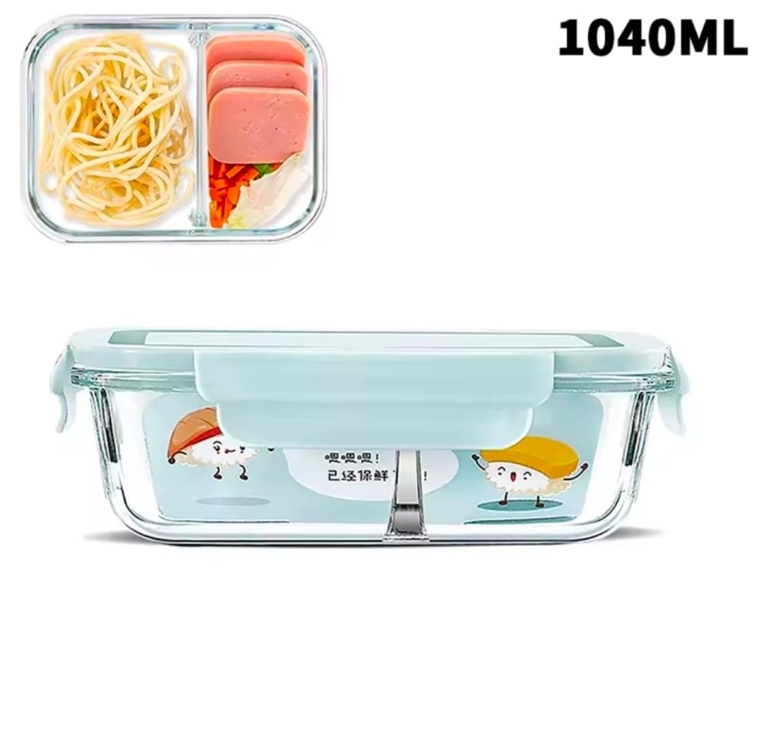 High borosilicate glass partitioned lunchbox