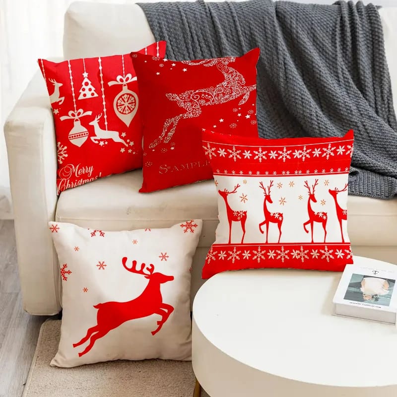 1pc Cushion Cover 45x45 Christmas Decorations For Home Santa Claus Printed Pillow Case