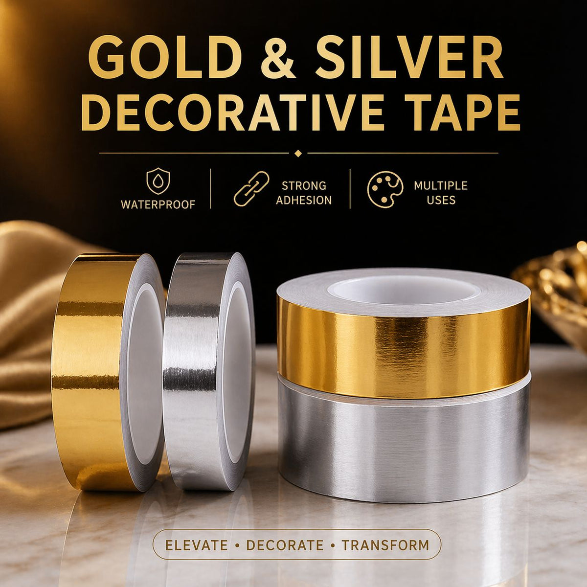 Gold & Silver Decorative Tape (0.5m Width)