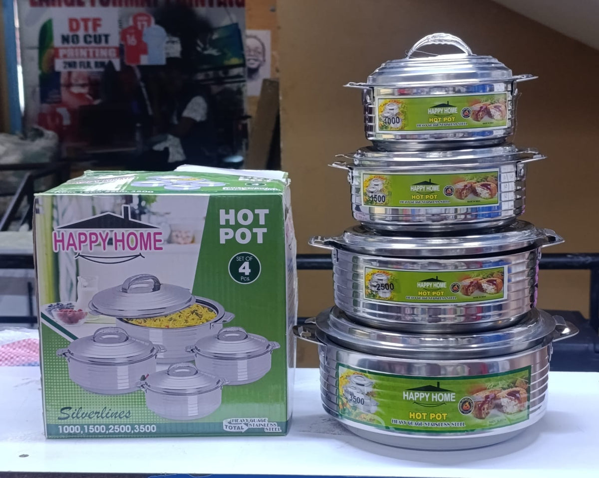 6 PCS HAPPY HOME STAINLESS STEEL HOTPOTS