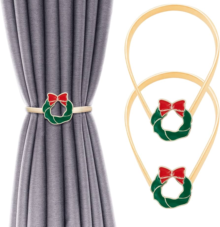 Christmas themed spring curtain holders/tie-backs