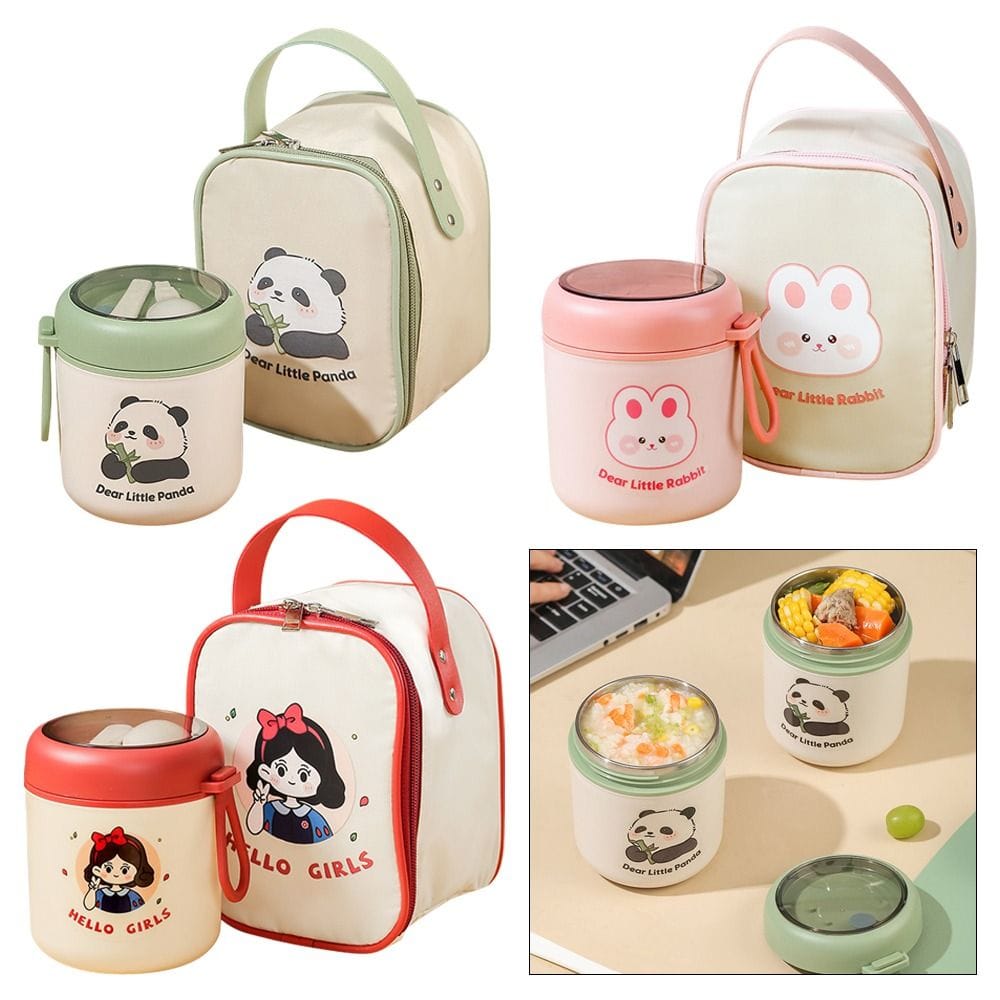 2 in 1 Food Flask Thermos With A Matching Insulated Lunch Bag