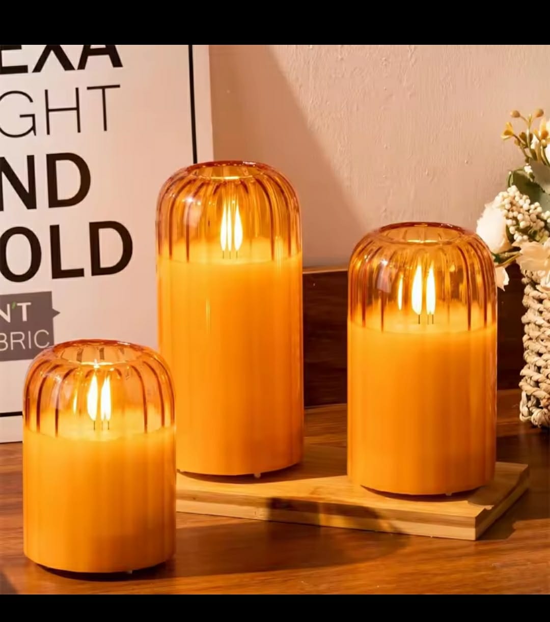 3 in 1 Advanced Glass LED decor lighting candle