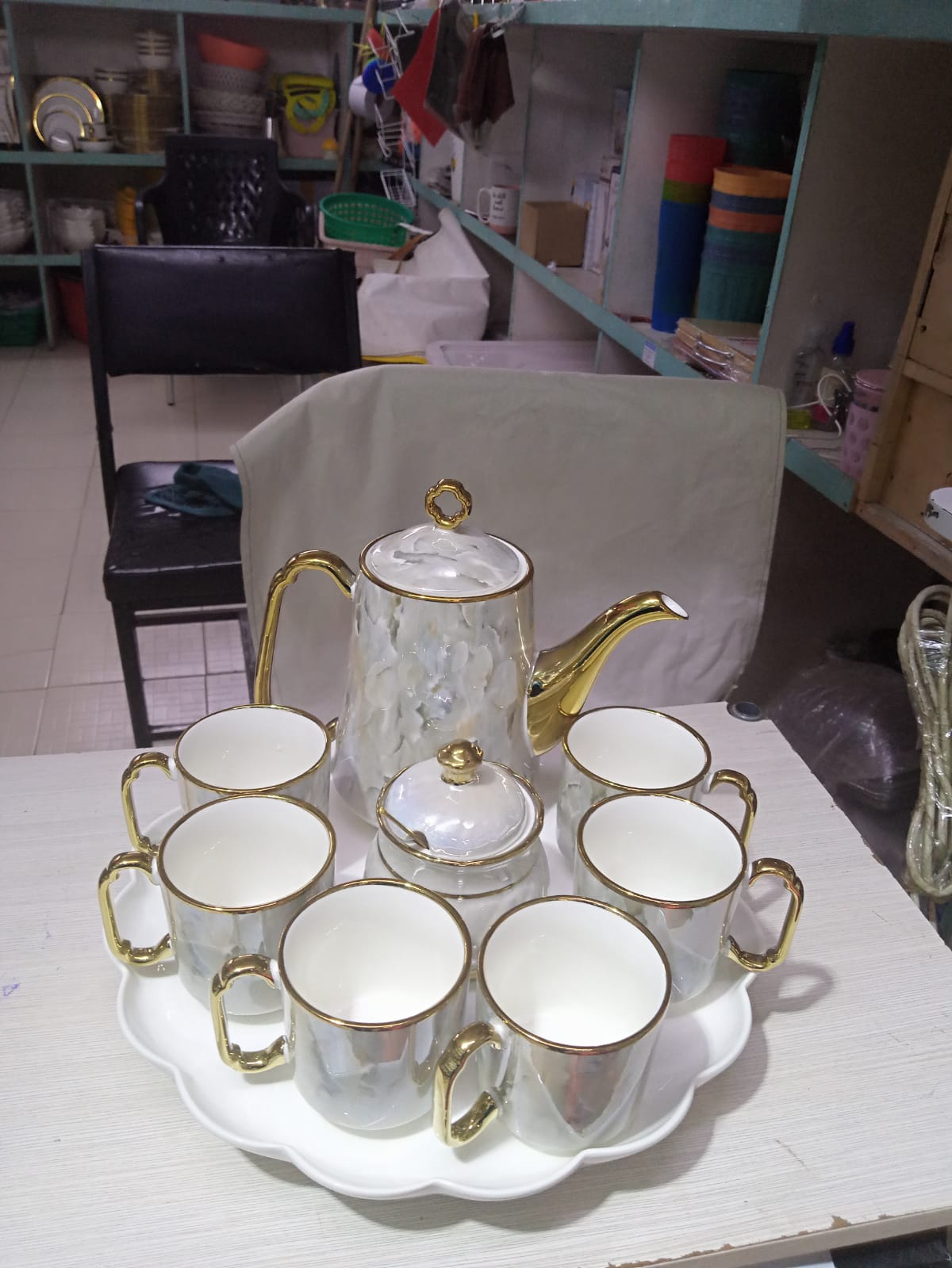 11pc Luxury Pearl Handle Tea Set