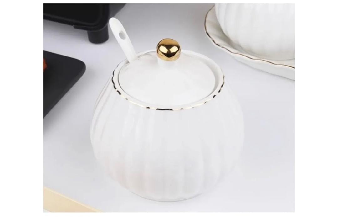 Gold rimmed sugar dish