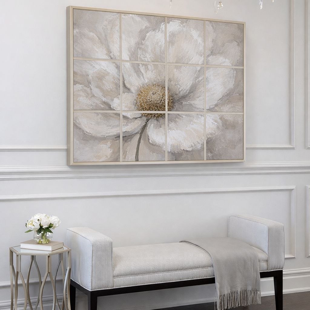 Elegant floral textured wall art set featuring soft neutral tones and artistic detailing for a timeless decorative touch.