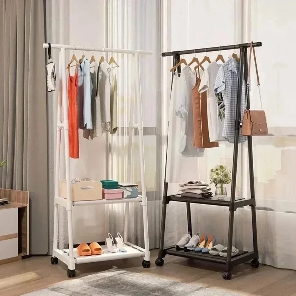 Simple coat rack Floor-to-ceiling clothes rack Household storage rack Bedroom three-dimensional clothes rack Foyer hanger