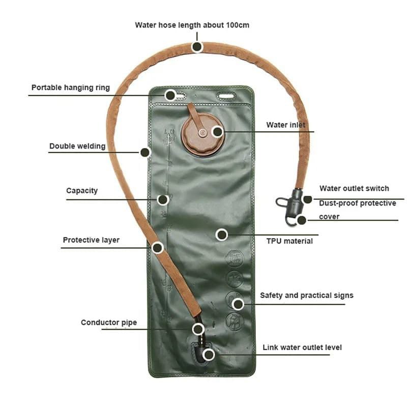 Water Bladder Hydration Backpack 3Liters Large Capacity Water Bags