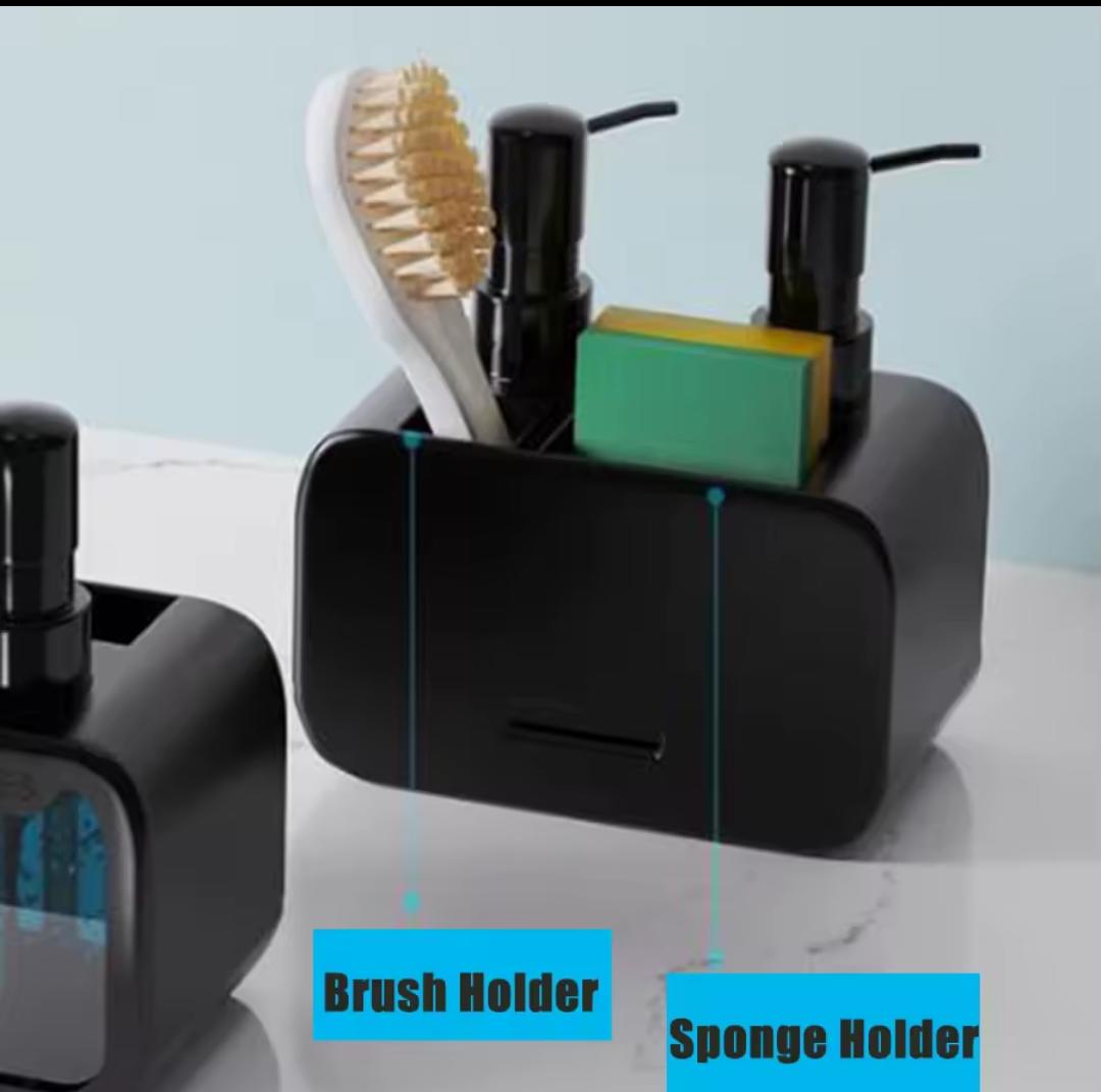 Hand and dish soap dispenser set with sponge