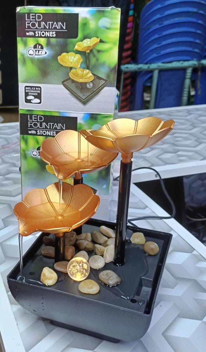 LED fountain with stones, desktop waterfall function