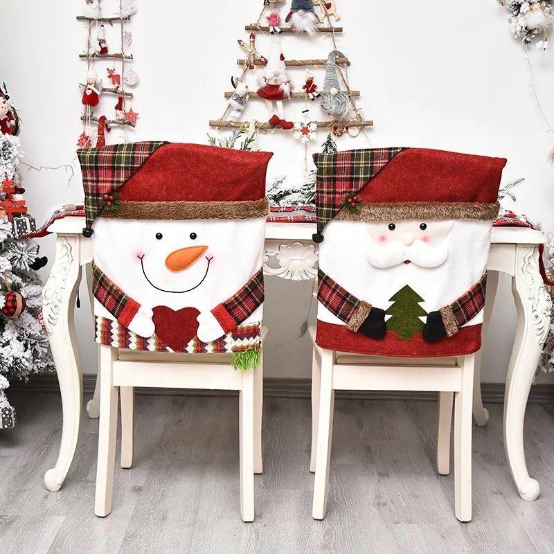Christmas chair cover for dining room Dinner chair back covers for Christmas decorations