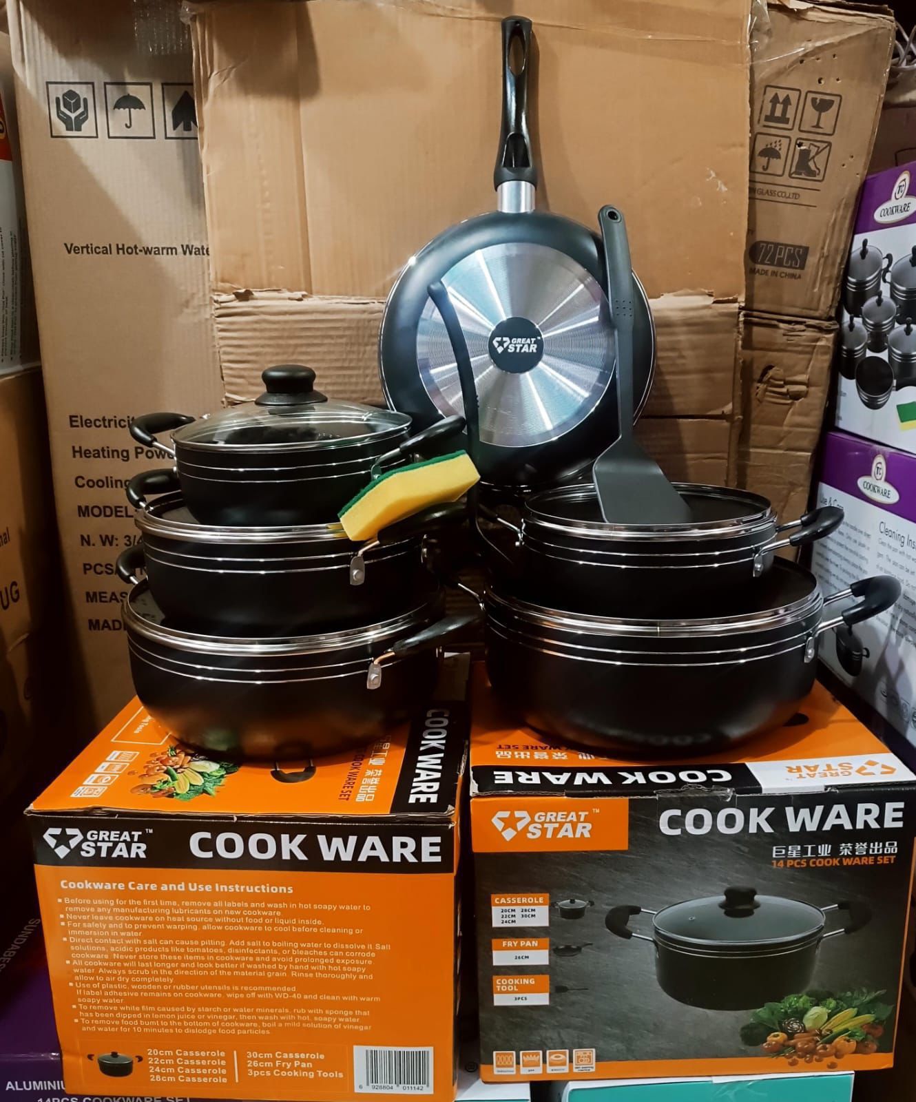 Great star 14pc Black cookware set