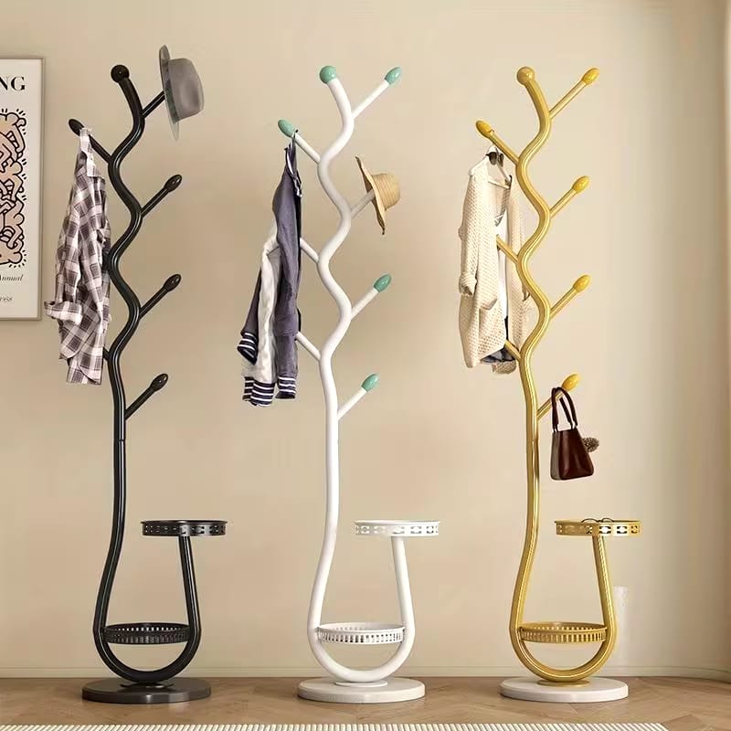 Cream-Style Floor Standing Coat Rack