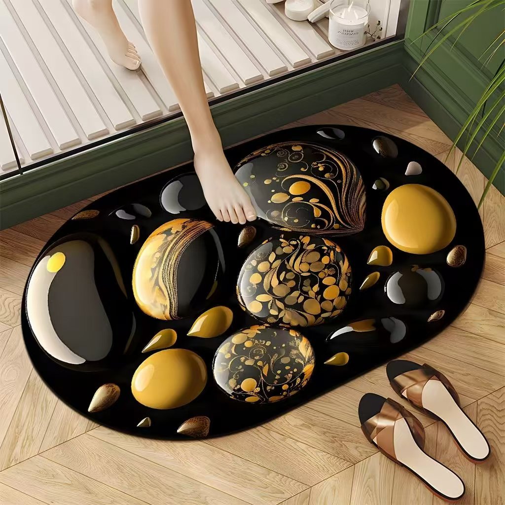 Oval Bathroom/ Door mats with rubber underside