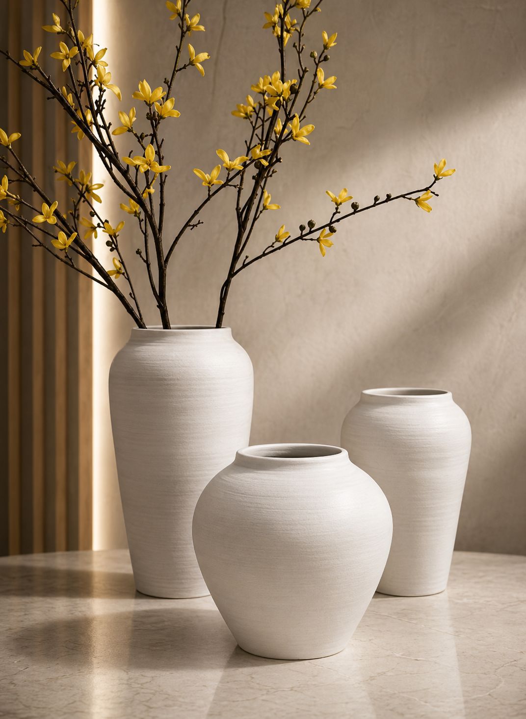 LB01 Minimal White Vase Set (3pcs)