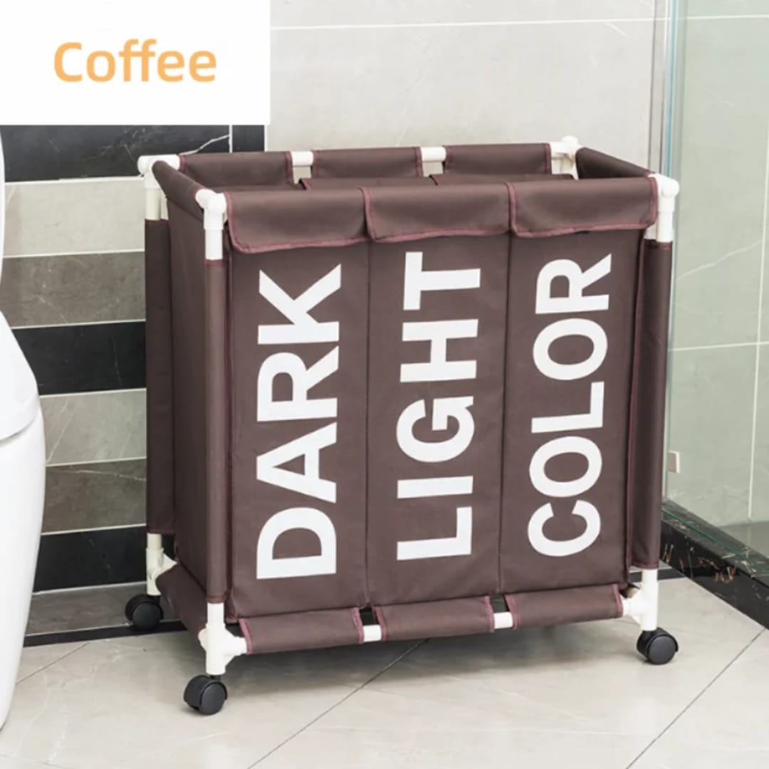 3 grid Laundry hamper with lockable rolling wheels&nbsp;