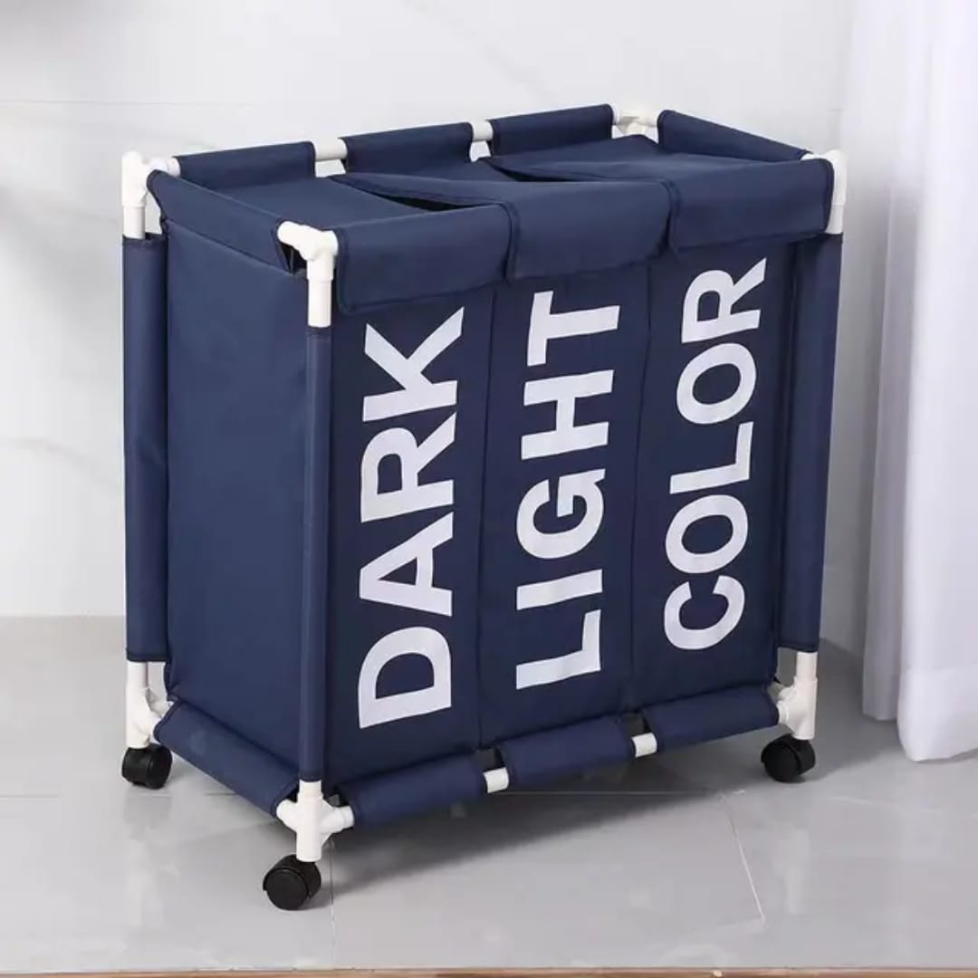 3 grid Laundry hamper with lockable rolling wheels&nbsp;