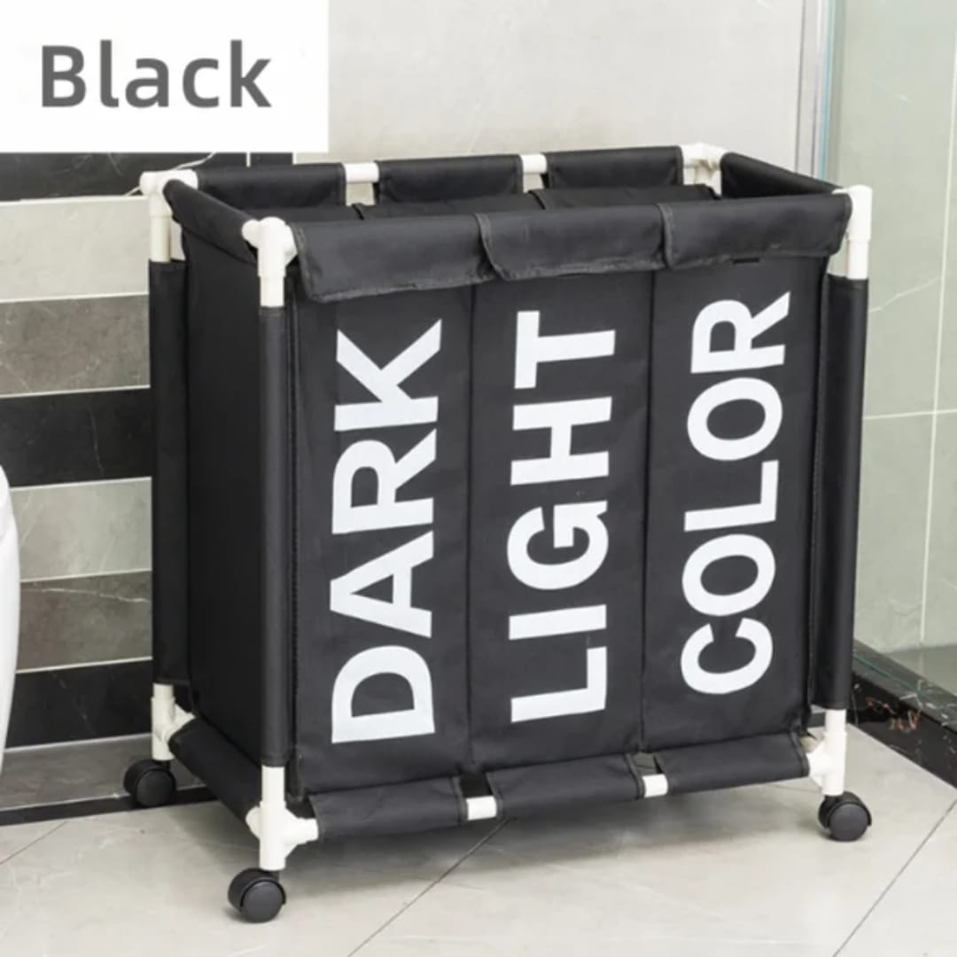 3 grid Laundry hamper with lockable rolling wheels&nbsp;