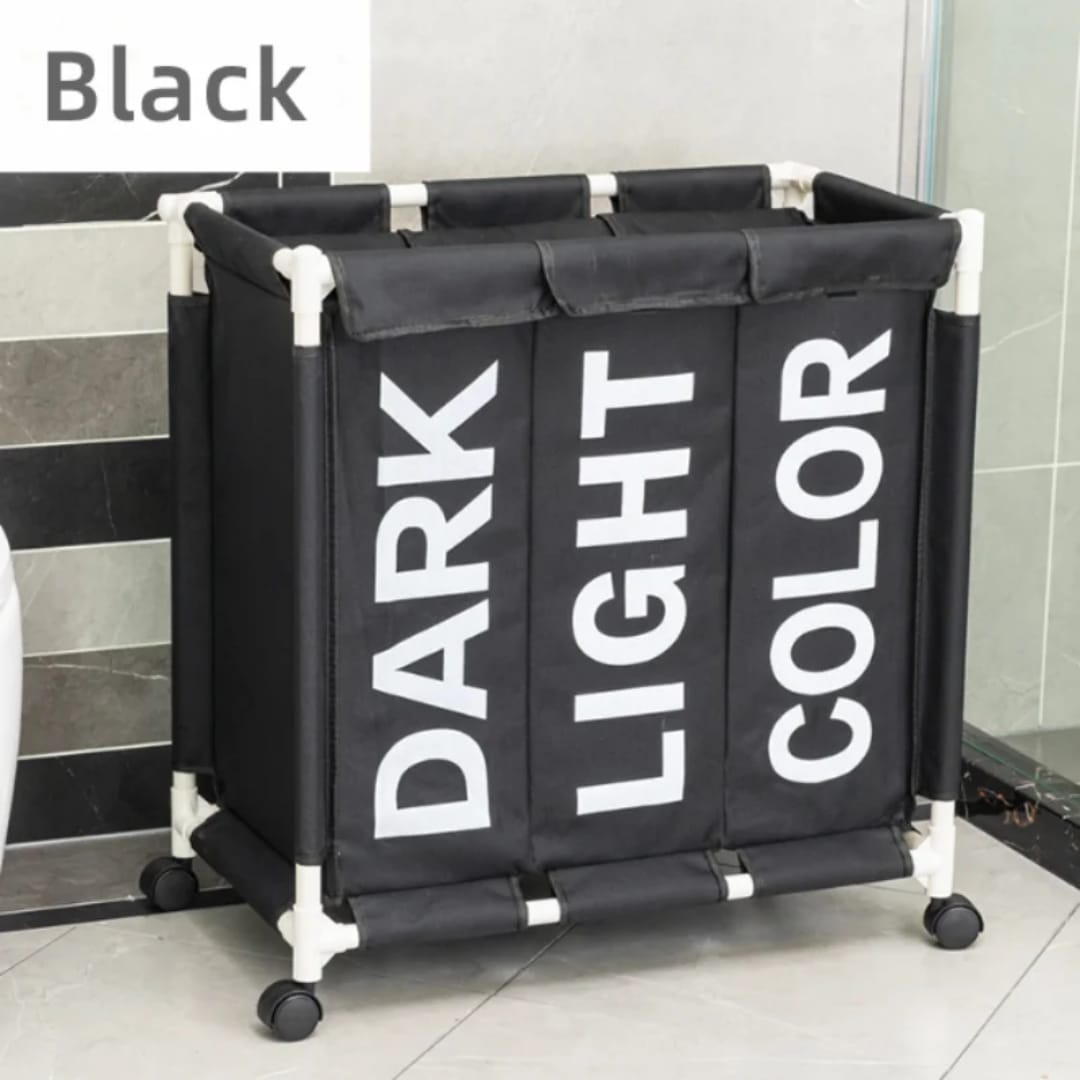 3 grid Laundry hamper with lockable rolling wheels&nbsp;