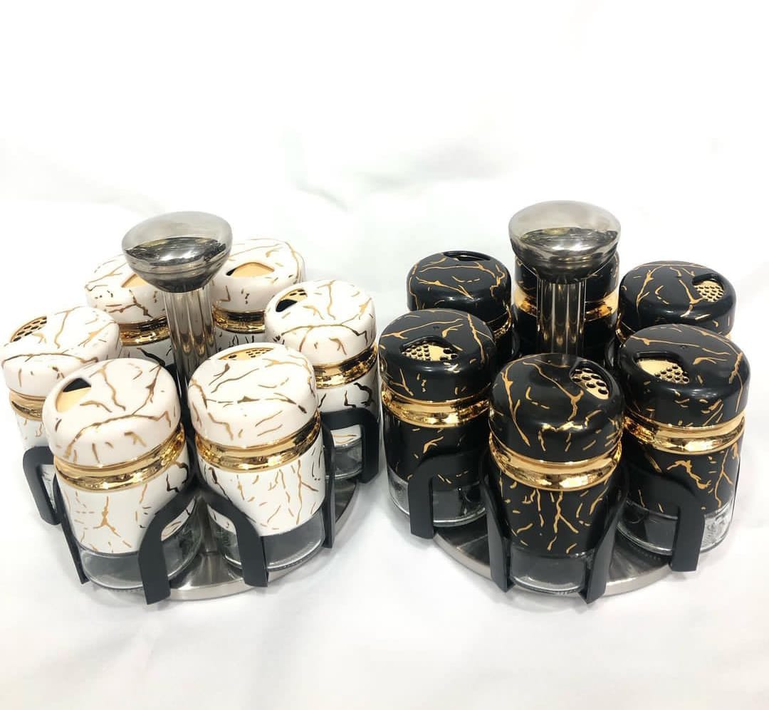 Marble rotating spice jars