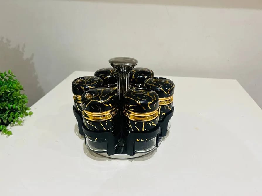 Marble rotating spice jars