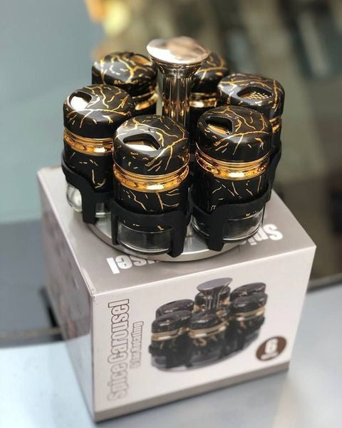 Marble rotating spice jars