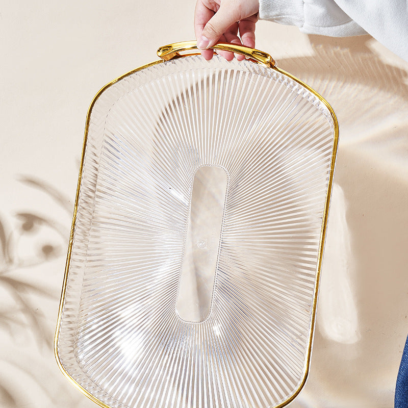 Acrylic rectangular Vanity Tray with Gold handle