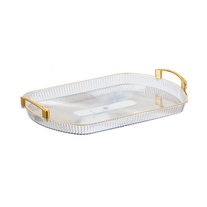 Acrylic rectangular Vanity Tray with Gold handle
