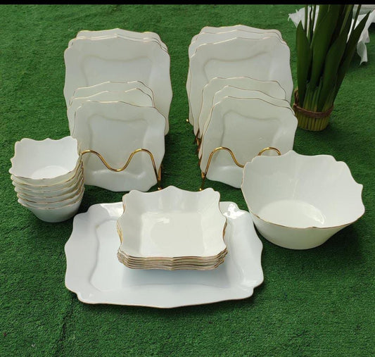 26pcs white-gold dinner set